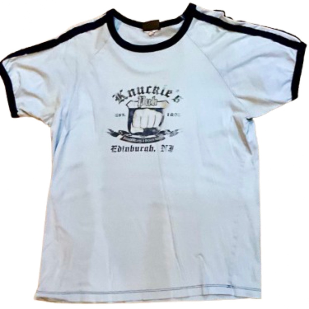 (3/$24) BCEthic Light Blue with Trim Short Sleeved Vintage Style T Sz L